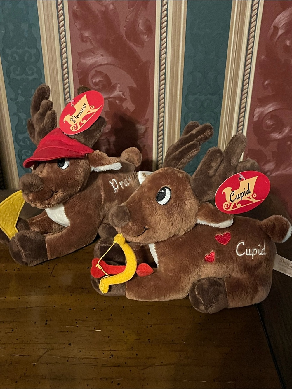 Dan Dee Cupid and Prancer Plush Reindeer Holiday Decorative Accent - Brown